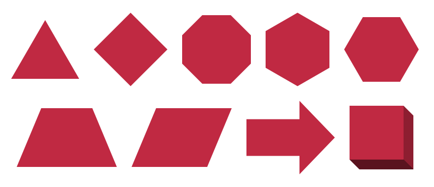 CSS-only shapes (triangle, rhombus, hexagon, etc.)