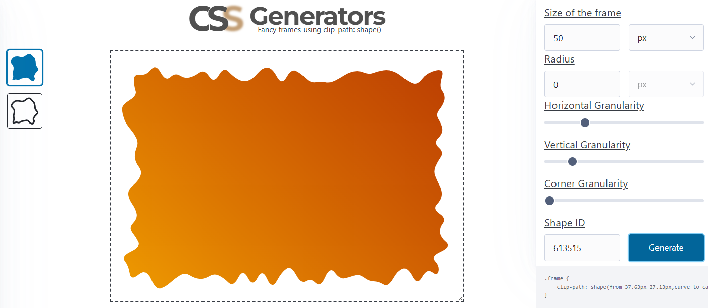 Screenshot of my fancy frame generator