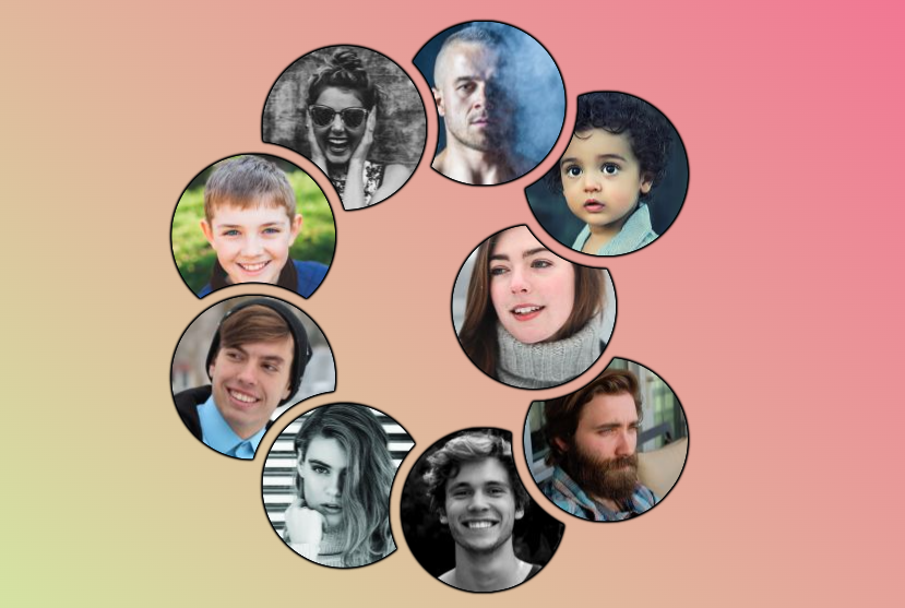 CSS-only circular list of stacked avatars
