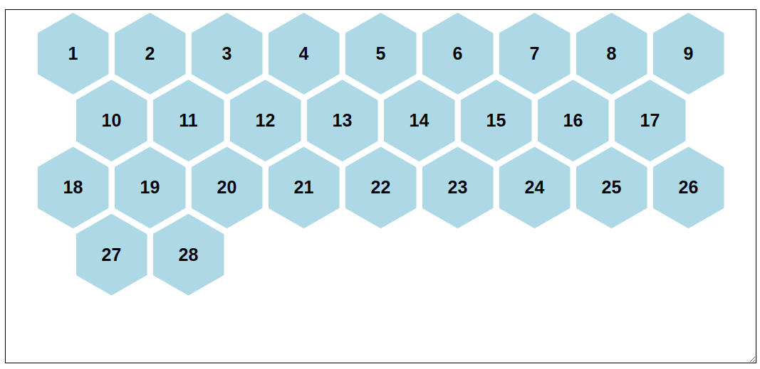 responsive grid of Hexagon shapes