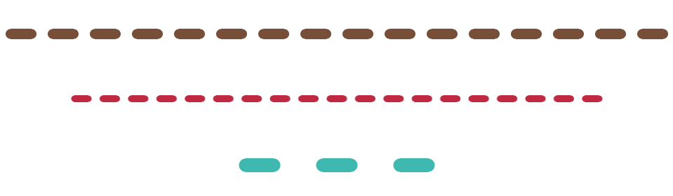 CSS-only decorative lines with rounded dashes