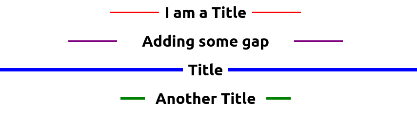 Titles with horizontal lines on the sides