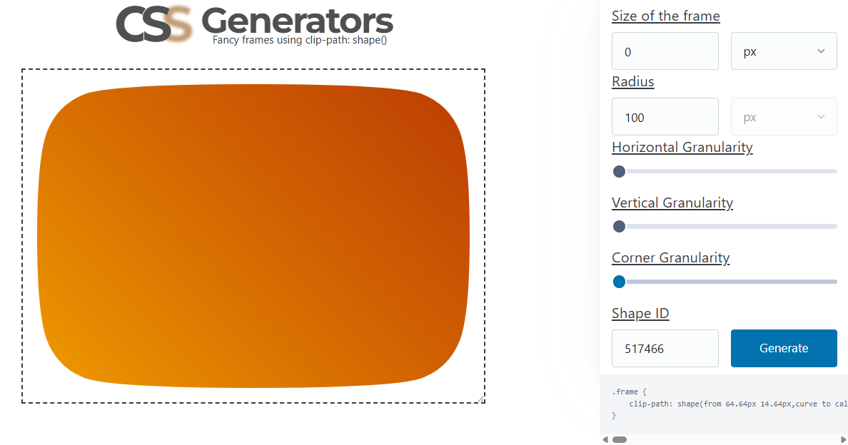 Generator for squircle shape