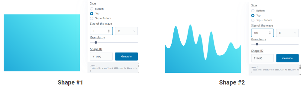 Showing both shapes from the generator
