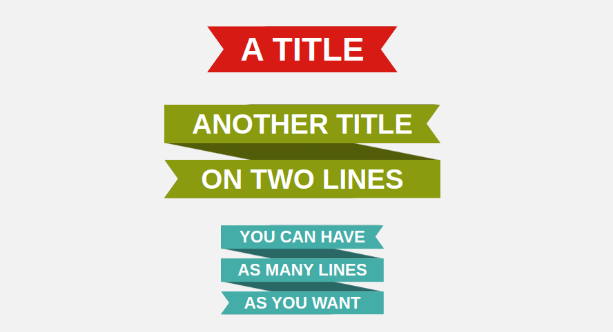 CSS only ribbon shapes with multi-line text