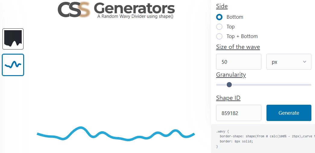 Overview of wavy shape generator